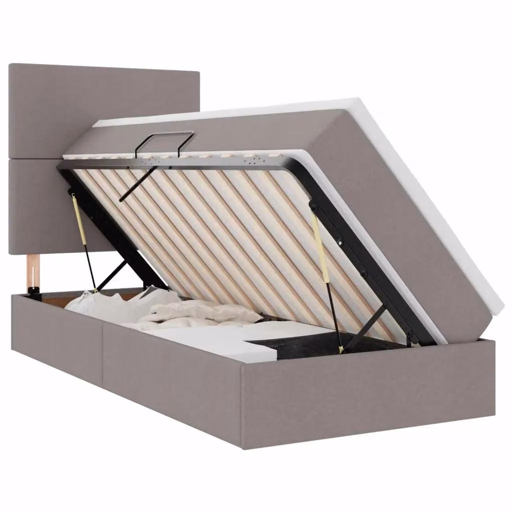 Letto con contenitore e illuminazione LED vidaXL, colore beige, L 90 x P 200 cm – 2