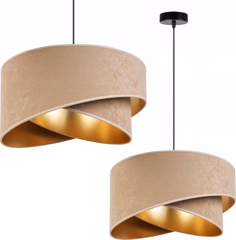 Lampada a sospensione Lampadario in velluto dorato Paralume