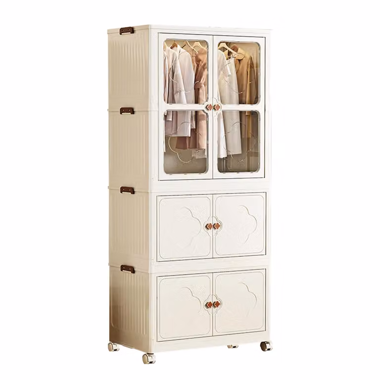Armadio SevenComfort 167 x 75 x 45 cm Armadio multiuso pieghevole con ante magnetiche 10 appendini per soggiorno Camera da letto Bianco