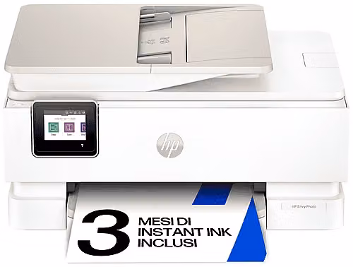 Stampante Inkjet Multifunzione 3 in 1 a colori HP ENVY Photo 7930, A4, Fronte/Retro Automatico, Bluetooth e WiFi, Bianca