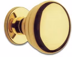 Pomolo per porta Ghidini in ottone lucido color oro con rosetta completa