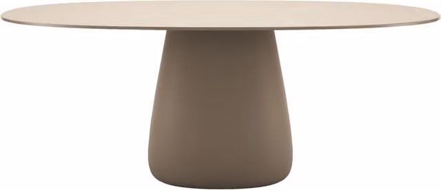 Tavolo ovale Qeeboo Cobble in HPL per esterno, disponibile nei colori nero o beige, L: 109 cm, P: 76,7 cm, H: 75 cm