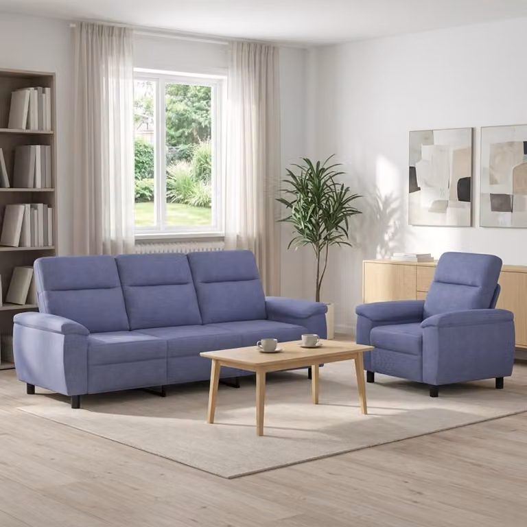 Set di 2 divani moderni vidaXL in tessuto blu con struttura in metallo per il tuo soggiorno