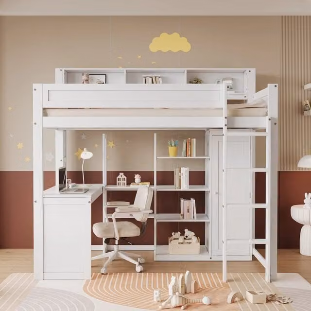 letto a castello legno bianco 90 x 200 cm