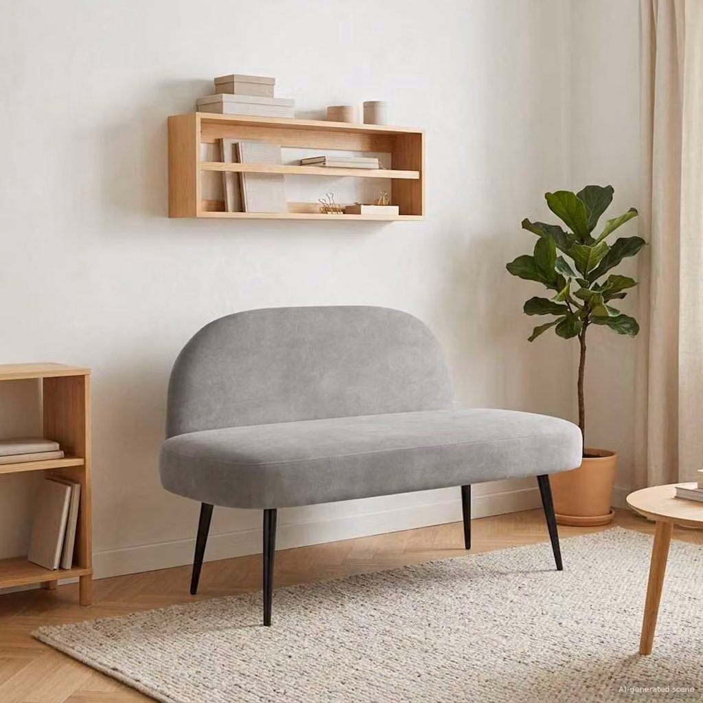 Panchina imbottita con schienale vidaXL in tessuto grigio, L: 110 cm, P: 60 cm, H: 76 cm
