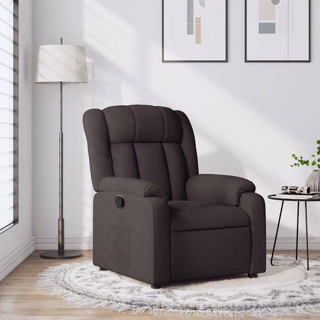 vidaXL Poltrona Reclinabile Relax in Tessuto Marrone con Braccioli e Reclinazione Manuale
