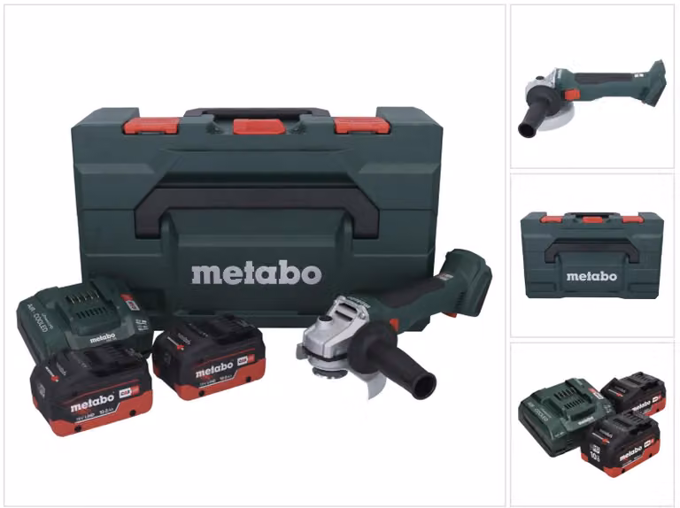 Smerigliatrice angolare a batteria Metabo W 18 L BL 9-125 18 V 125 mm senza spazzole + 2x batteria ricaricabile 10,0 Ah + caricatore + metaBOX