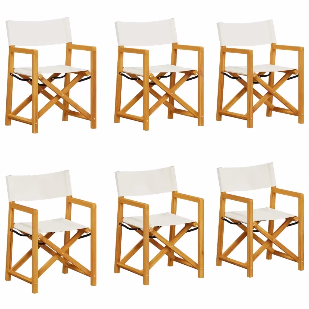 Set di 6 sedie da giardino pieghevoli vidaXL in legno di acacia oliato e tessuto bianco beige con braccioli – 2