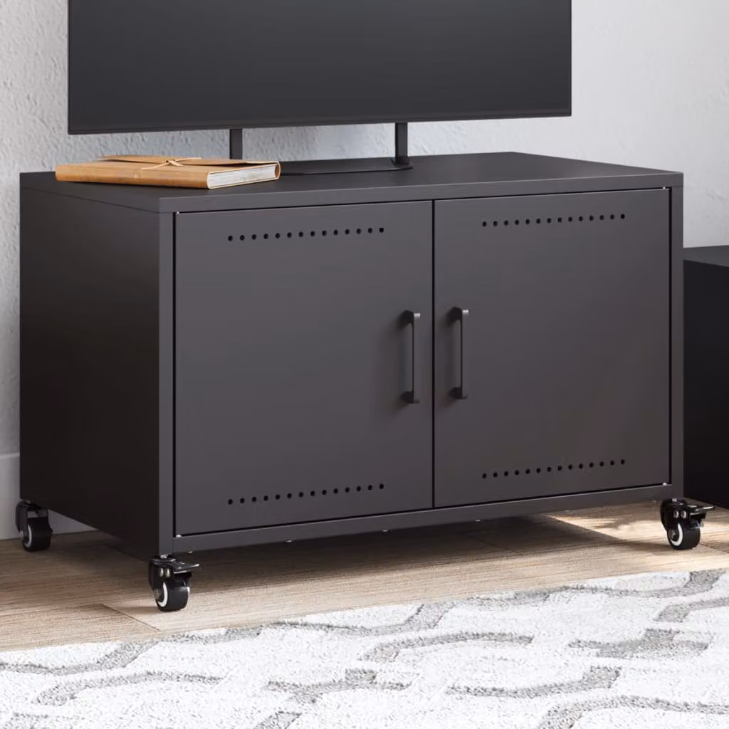 vidaXL Carrello Mobile per TV in Acciaio Nero con Ruote L 68 cm, P 39 cm, H 43,5 cm