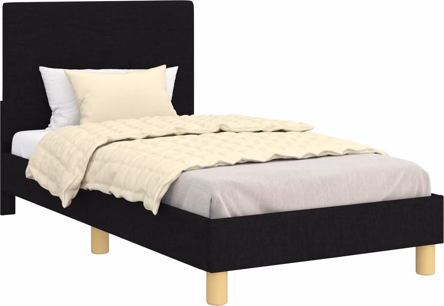 Struttura letto bambini con testata Nero 80 x 160 cm Tessuto