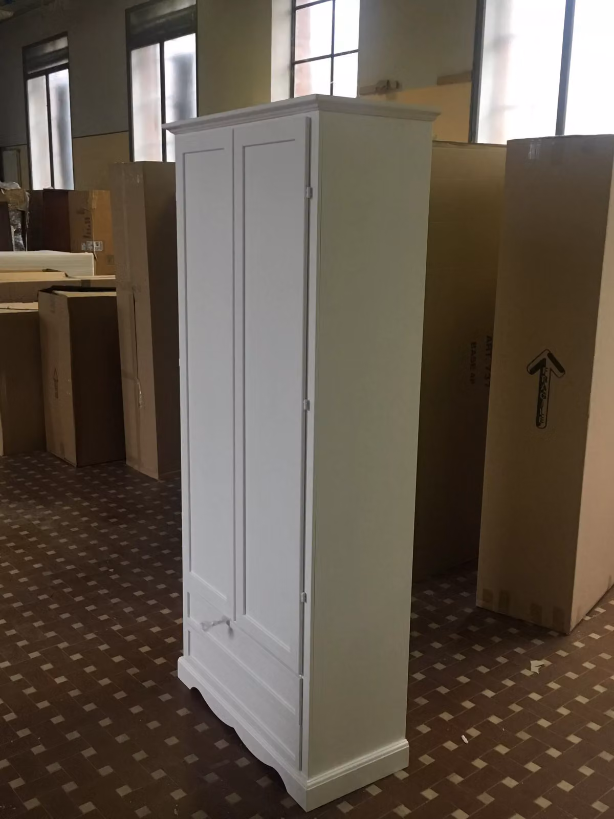 Armadio Arte Povera Mobili 2G in Legno Bianco Shabby Chic con 2 Ante e Cassetti Interni L: 87 cm, P: 40 cm, H: 192 cm – 2