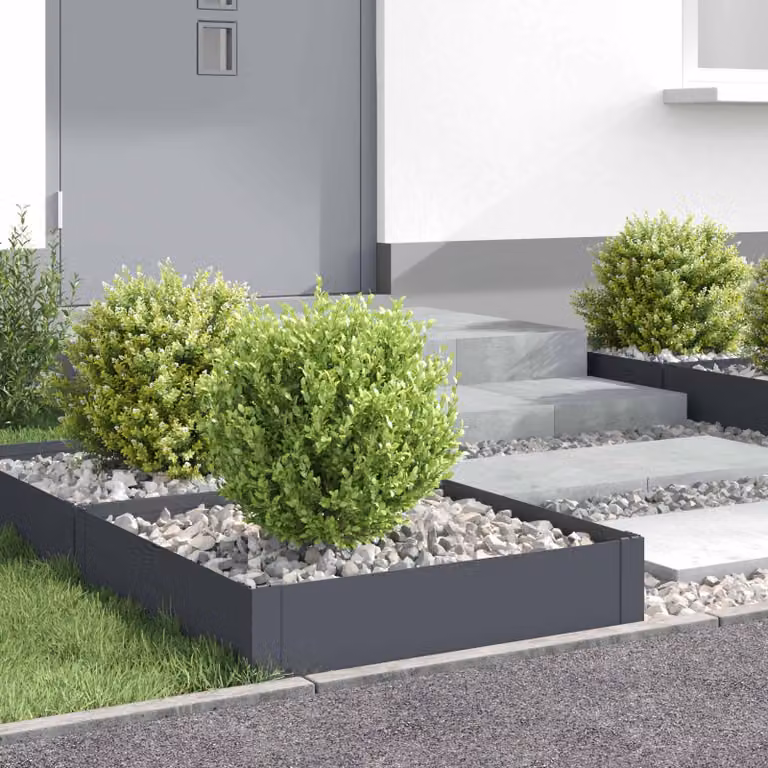 Set di 4 bordure per prato vidaXL in acciaio colore antracite L 60 x P 60 x H 20 cm