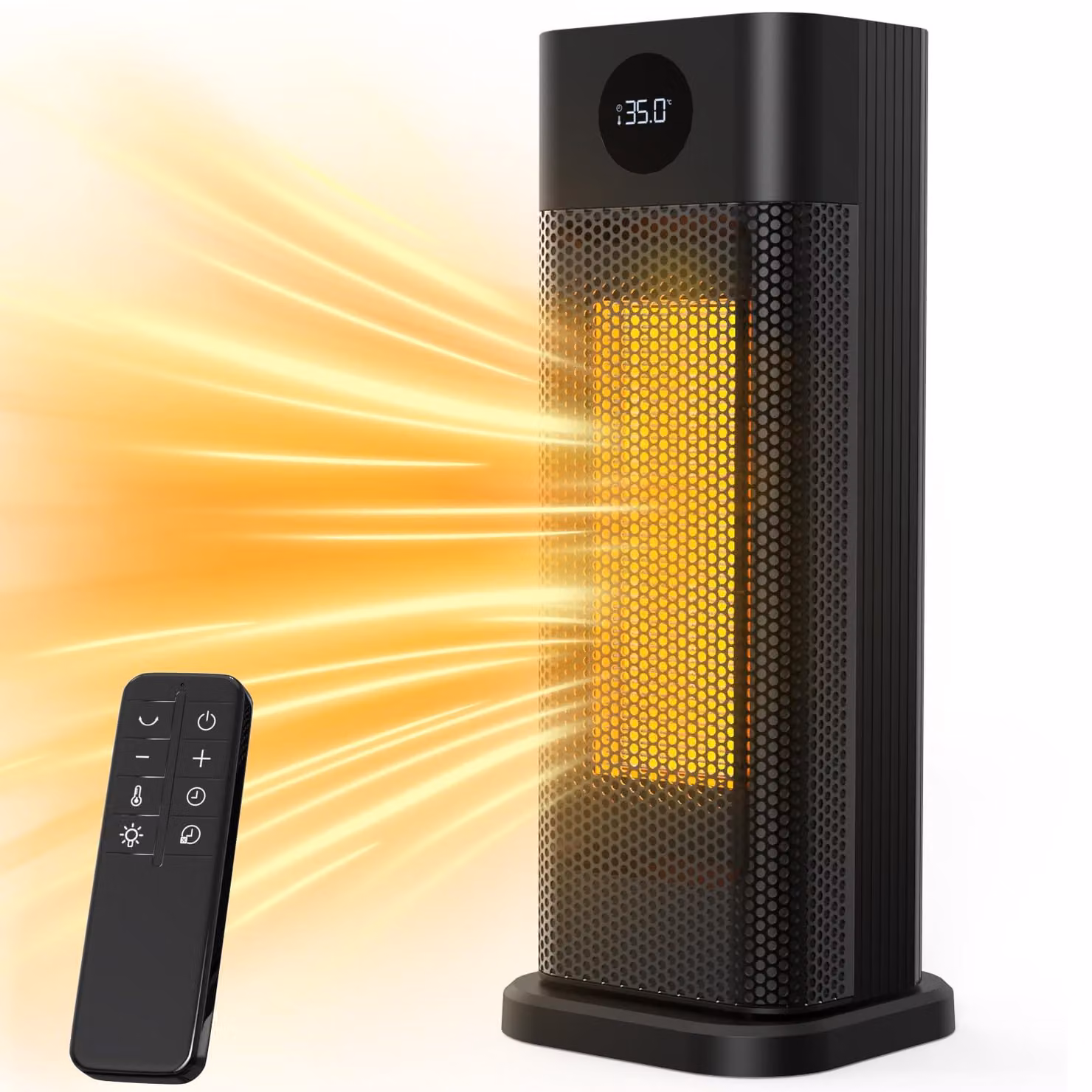 Riscaldatore PTC da 2000 W, in Vetroceramica, con 3 modalità, termostato, telecomando, LED e timer