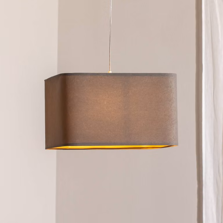 Lampada a sospensione Kwadro Maco Design, dimmerabile, Alluminio / Grigio / Zincato, Soggiorno / Sala da pranzo, Tessuto / Stoffa / Seta, Lampada a sospensione