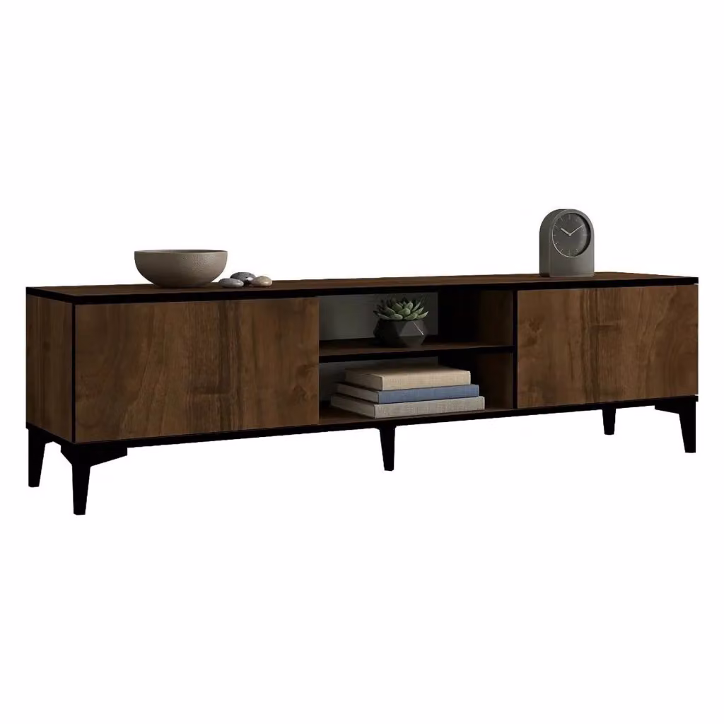 DMORA Mobile Porta TV Moderno con Ripiano, L: 180 cm, P: 40 cm, H: 45 cm, Colore Marrone Noce – 2