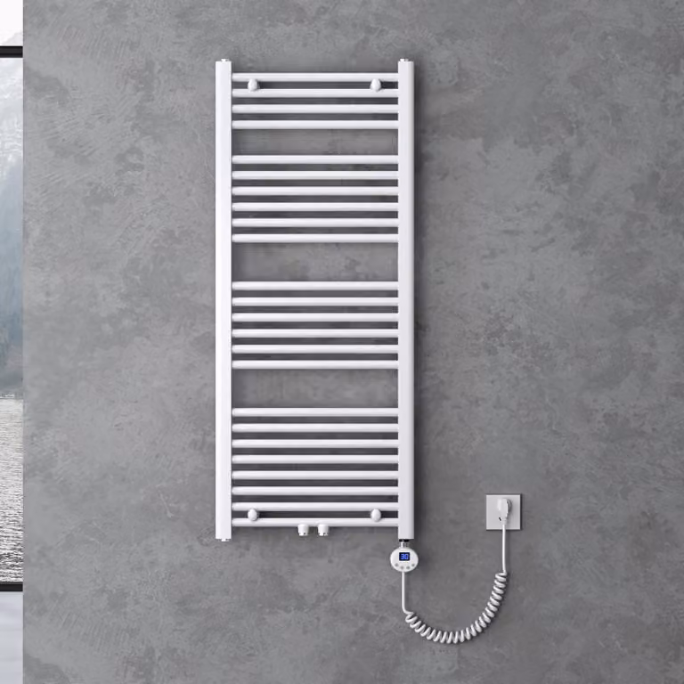 doporro Radiatore Piatto 120x60cm con Elemento Riscaldante 600W, Scaldasalviette da Bagno Termoarredo in Acciaio, Bianco, Riscaldamento Elettrico o ad Acqua Calda RHE