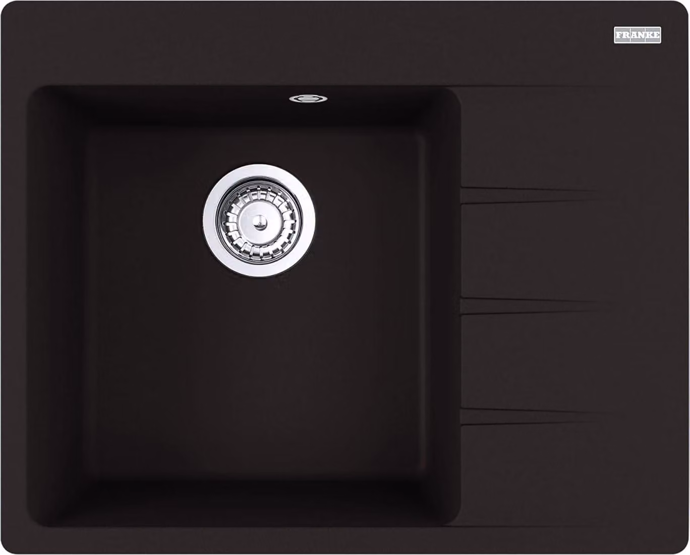 Lavello FRANKE CNG 611-62 BLACK MATT Vasca a sinistra con comando eccentrico / Dimensioni del foro 600 x 480 mm R15 / Lavello in granito