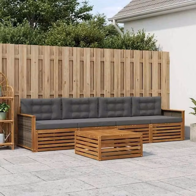 Set di divani da esterno 5 pz Naturale e Antracite 3382990