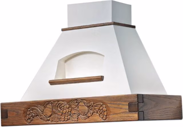 Cappa da isola IPERBRIKO bianca in metallo e alluminio con display LED