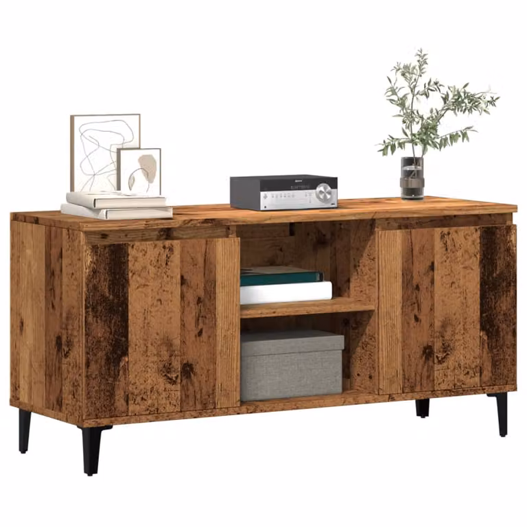 Mobile Porta TV vidaXL in Legno Antico Marrone con Ruote L/P/H: 102 x 35 x 50 cm