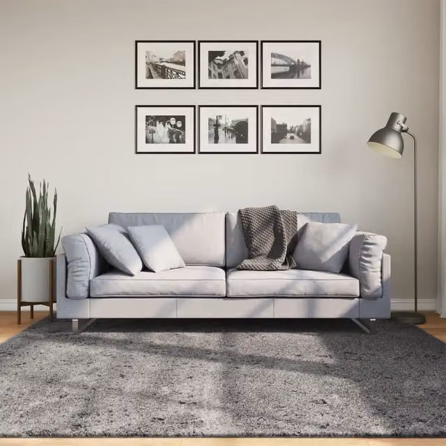 Tappeto Moderno vidaXL Antracite Lavabile e Antiscivolo in Poliestere L/P: 200 x 200 cm