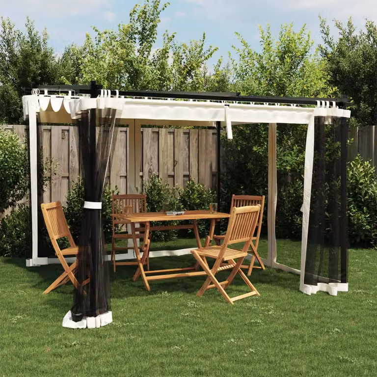 Gazebo vidaXL con pareti in rete e finestre, beige o antracite, L: 300 cm, P: 300 cm, H: 230 cm