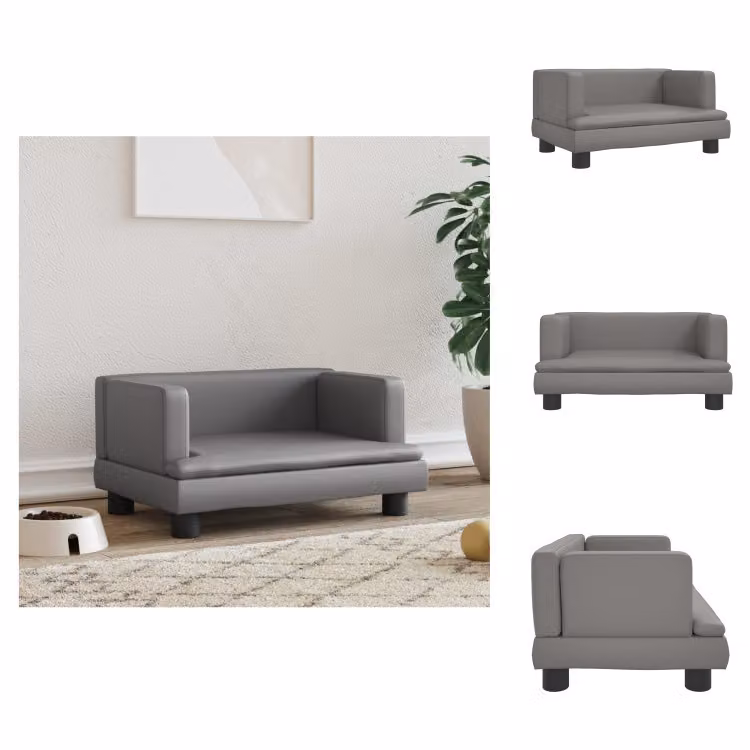 vidaXL Lettino per cani grigio 60x40x30 cm in Pelle finta - Letti per cani