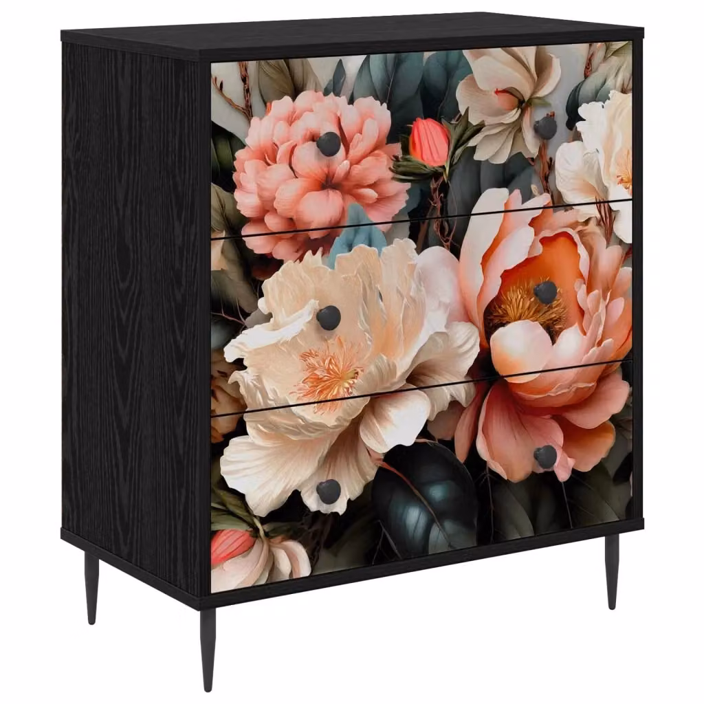 Cassettiera BORNE vidaXL con stampa floreale di peonia chiara, multicolore, L: 66 cm, P: 36,5 cm, H: 76 cm – 2