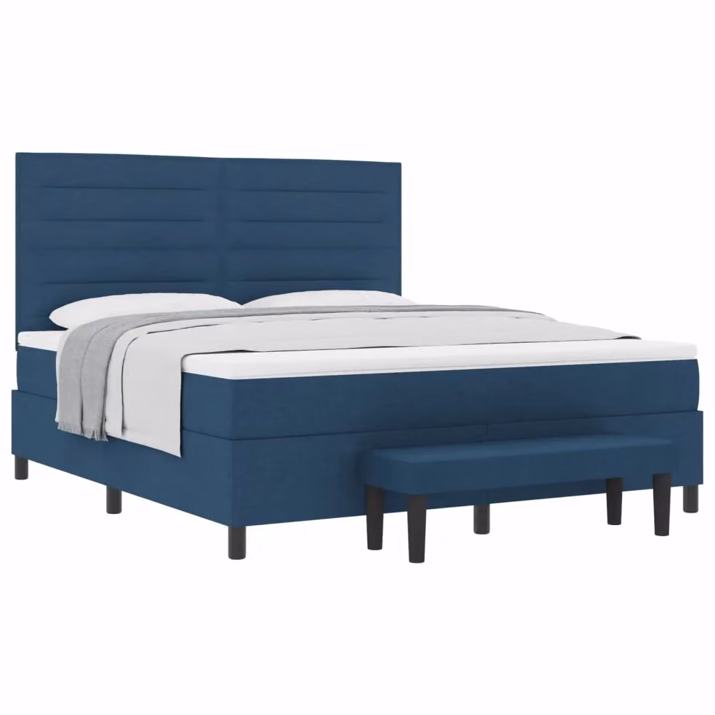 Letto Ibrido con Molle a Tasche e Testiera in Tessuto Blu vidaXL L: 180 cm, P: 200 cm, H: 203 cm – 2