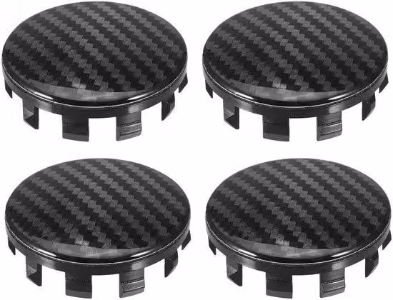 Set di 4 adattatori per cerchi in plastica, colore nero, diametro 56 mm, spessore 17 mm
