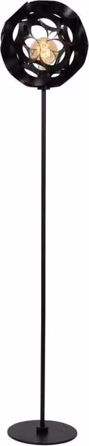 Lampada da terra Lucide HANNELORE in metallo nera stile art déco con lampadina E27 dimmerabile, H: 149.6 cm, L: 40.0 cm, P: 30.0 cm
