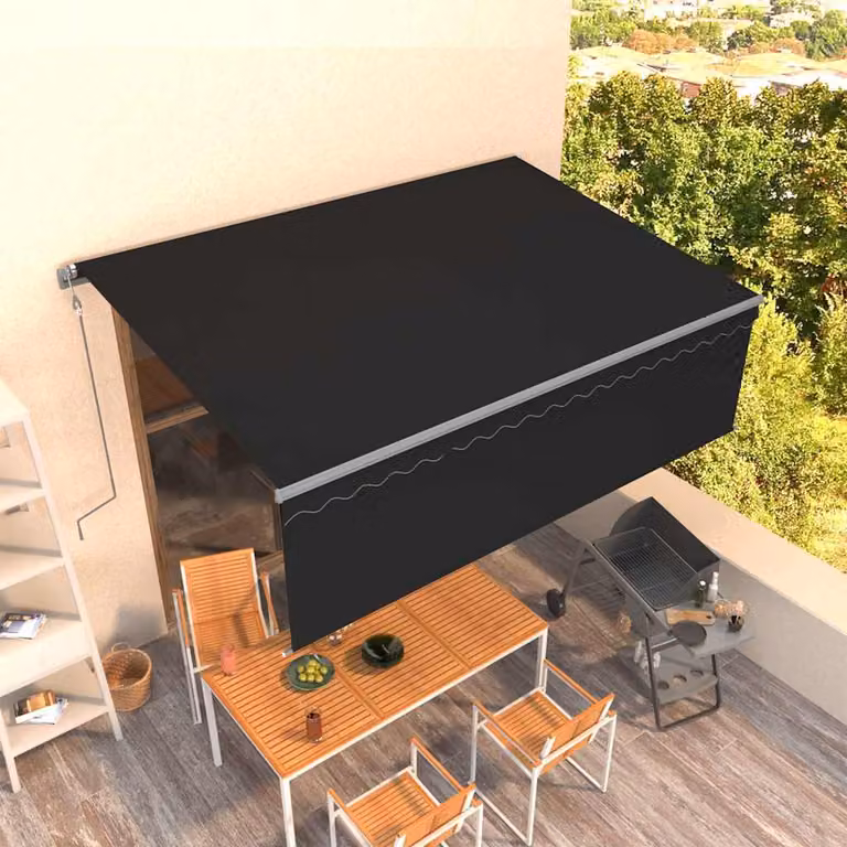 vidaXL Tenda da Sole Retrattile Automatica con Telecomando in Alluminio e Poliestere, Colore Antracite, L: 400 cm x P: 300 cm