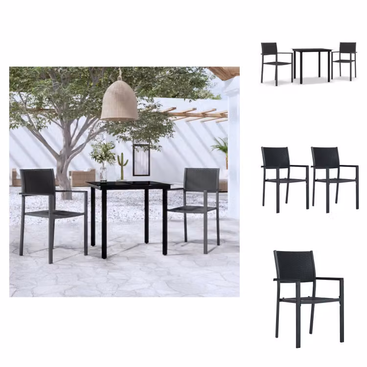 vidaXL Set da pranzo da giardino 3 pezzi nero - Set di mobili da giardino