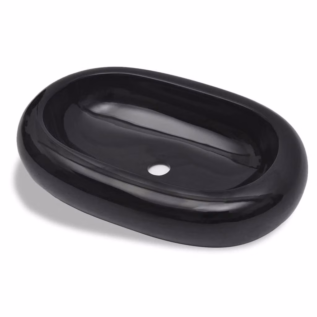 Lavandino da bagno in Vetroceramica ovale nero