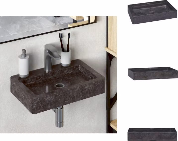 vidaXL Lavabo a parete nero 38x24x6,5 cm in marmo - Lavabo bagno