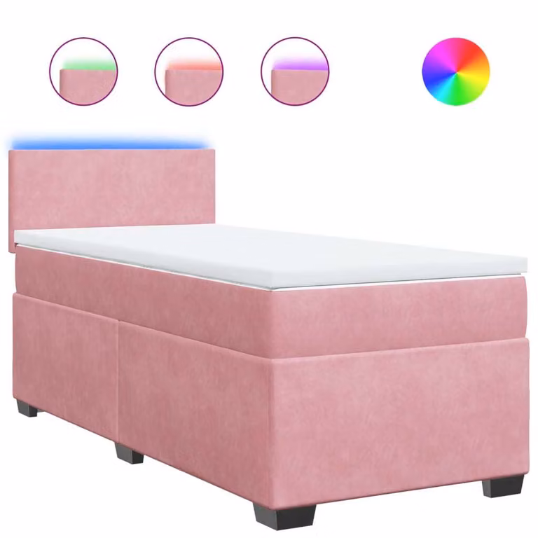 Giroletto a Molle con Materasso Rosa 100x200 cm in Velluto
