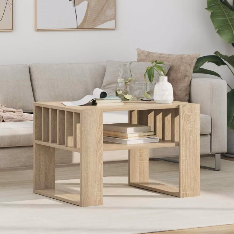 vidaXL Tavolino da salotto moderno in legno color rovere, L: 66 cm, P: 49,5 cm, H: 45 cm