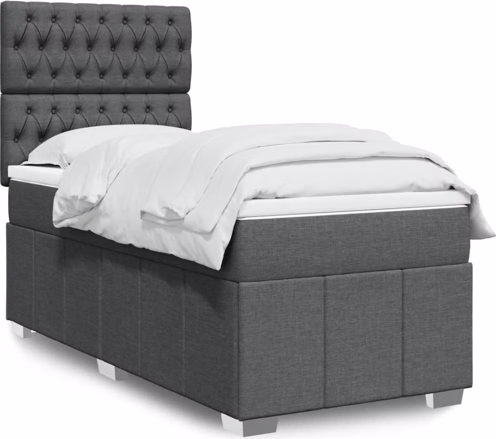 Maison Exclusive - Letto boxspring con materasso grigio scuro 90x190 cm Tessuto