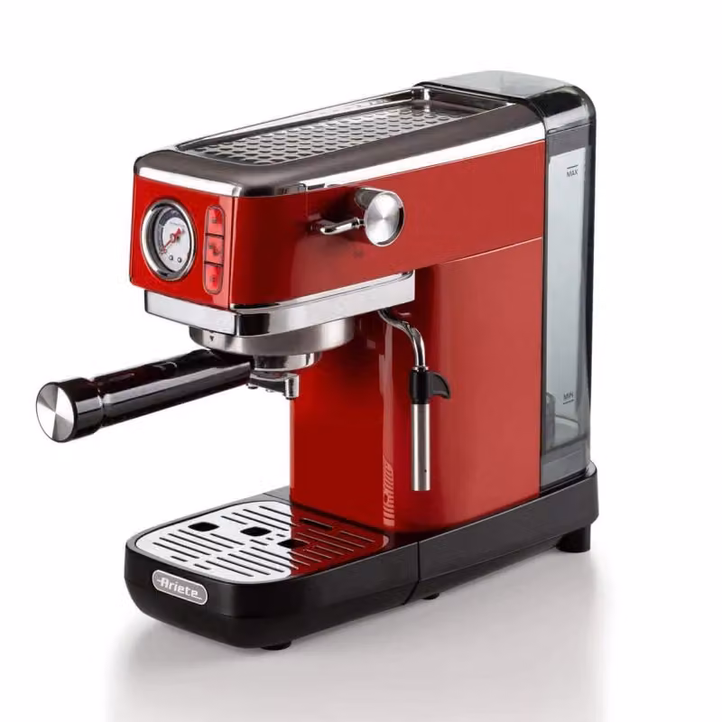 Macchina da caffè Ariete con manometro, 1300W e 15 bar, per caffè macinato ed ESE, colore rosso – 2