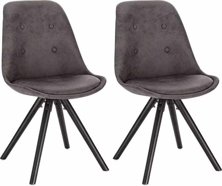 Sedia per visitatori - Tessuto antracite - Con gambe in legno - Altezza della seduta 46cm - Set di 2