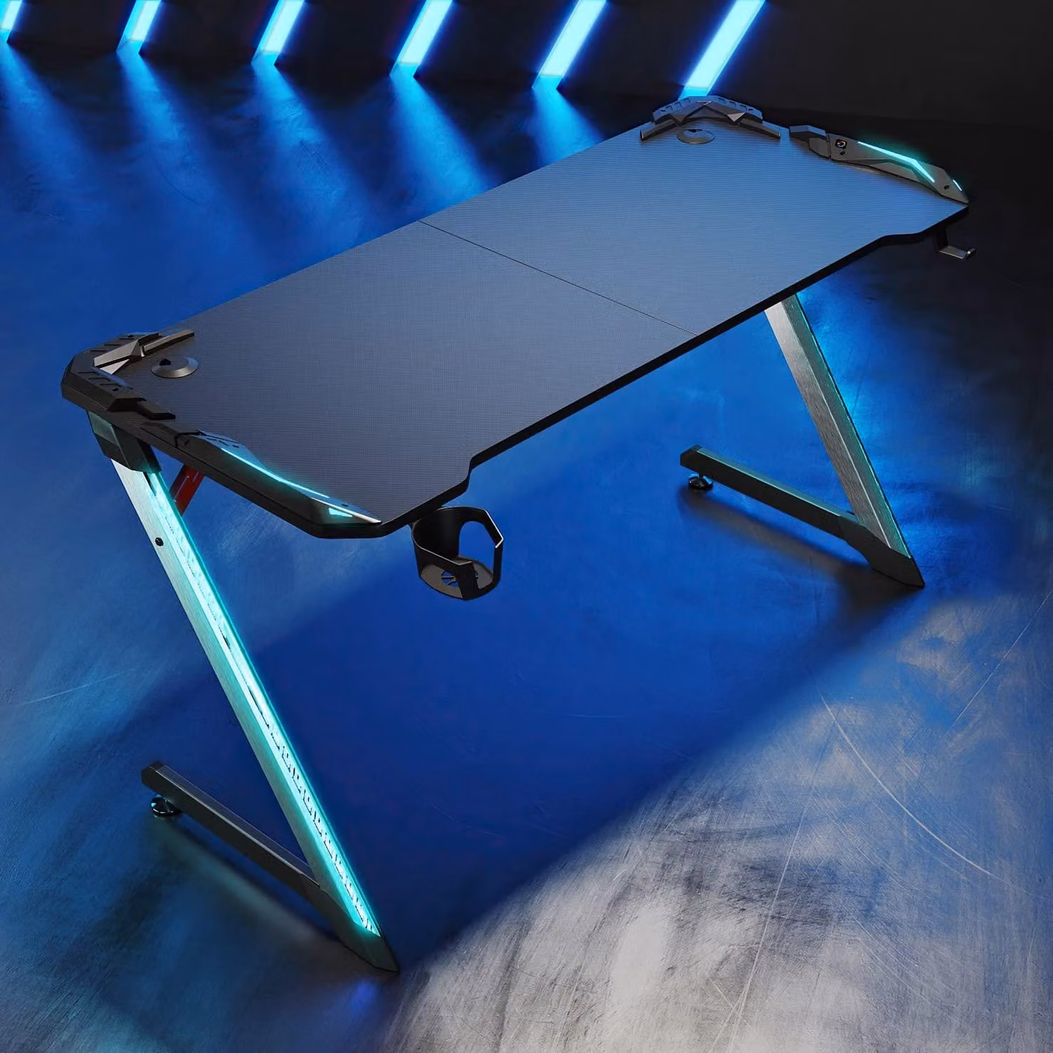 Tavolo da gioco nero - 140 x 60 x 75 cm - Con illuminazione LED RGB