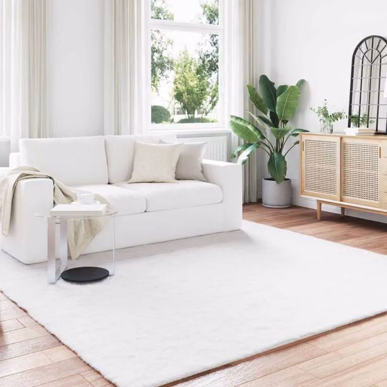 vidaXL Tappeto in ecopelliccia sintetica antiscivolo e lavabile, Bianco, 240 x 240 cm
