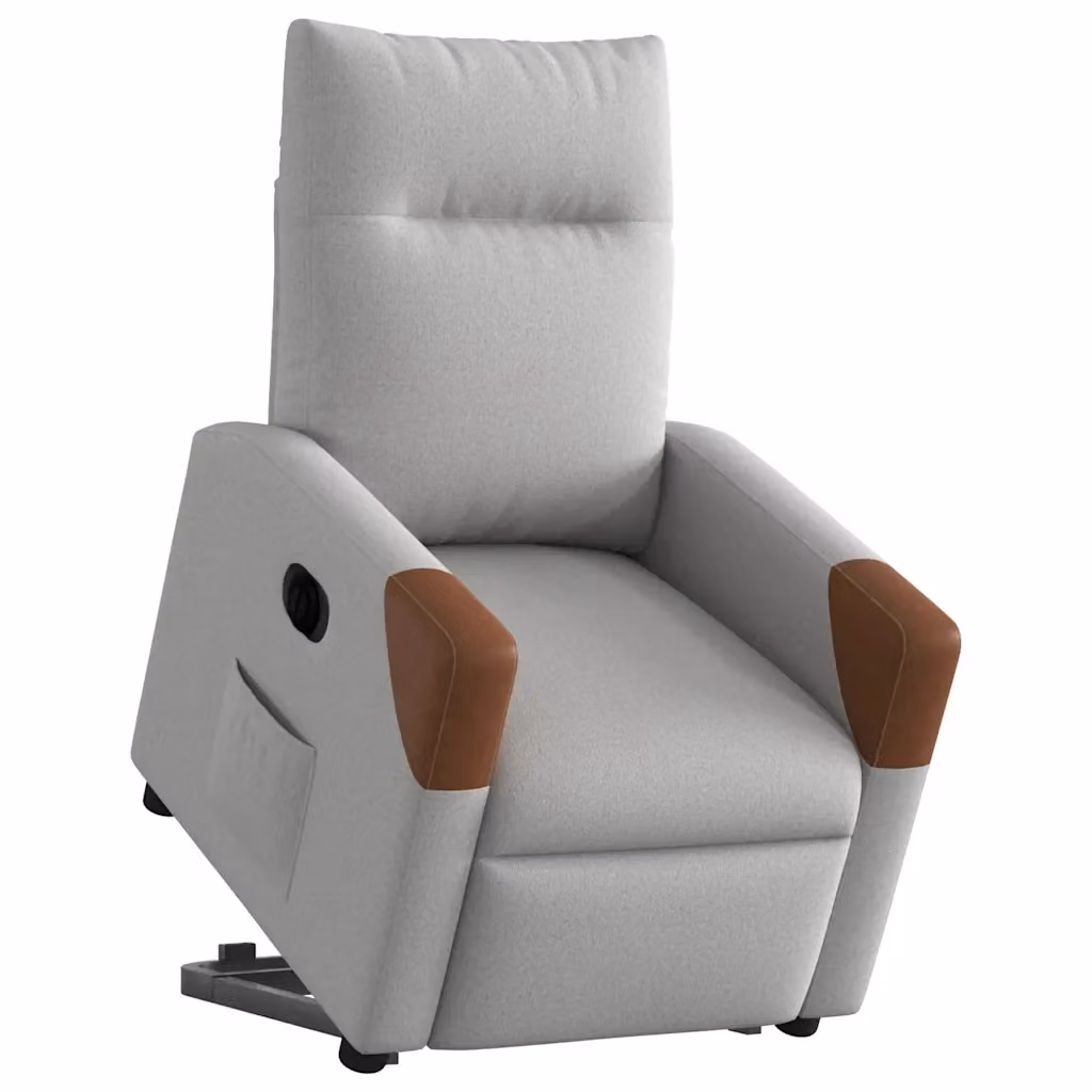 Poltrona Alzapersona Reclinabile Elettrica vidaXL in Tessuto Grigio con Braccioli per Senior – 2