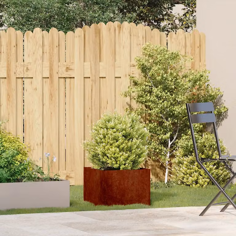 vidaXL Vaso da giardino in acciaio marrone L: 40 cm, P: 40 cm, H: 30 cm