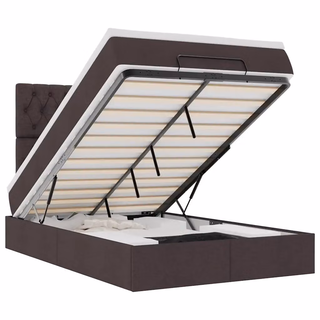 Letto moderno vidaXL con contenitore a sollevamento, materasso a molle e porta di ricarica USB, colori marrone e bianco, L/P/H: 200 x 120 x 280 cm – 2