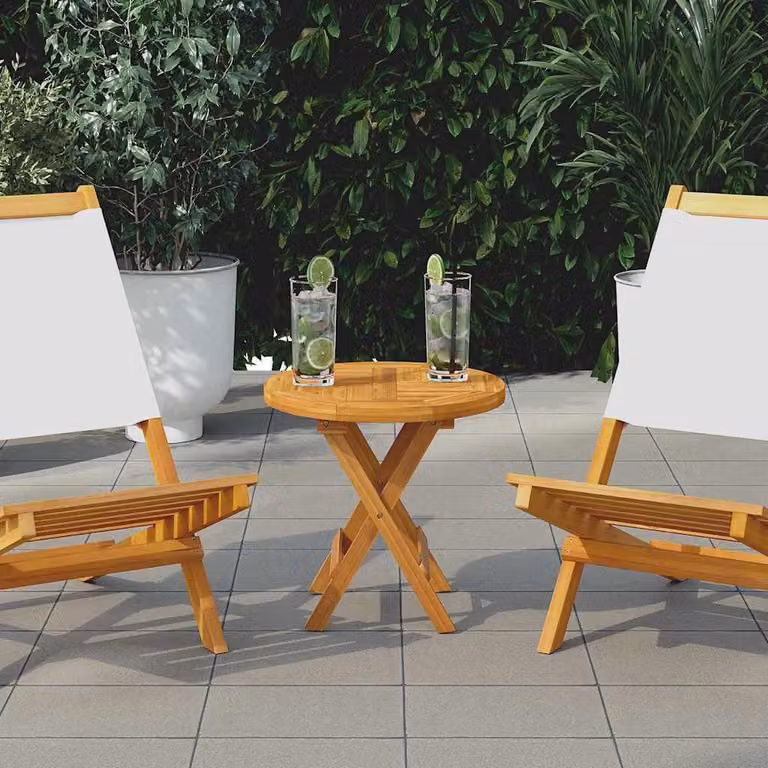 Piano Tavolo Rotondo in Legno Massello di Teak vidaXL, Marrone, Diametro: 40 cm, Spessore: 2,5 cm