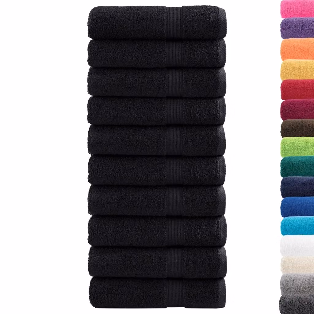Set di 10 asciugamani da bagno SOLUND in cotone nero, morbidi e certificati Oeko-Tex Standard 100, L 150 cm, grammatura 600 g/m2 – 2