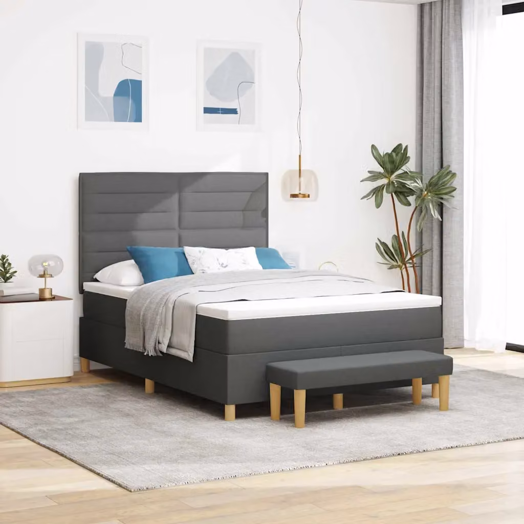 Letto a molle con cuscino vidaXL Grigio, L/P: 160 x 200 cm