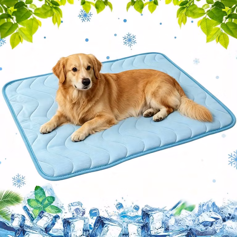 Tappetino refrigerante per cani e gatti, autorigenerante, in tessuto effetto ghiaccio, colore blu, dimensioni 100x70 cm