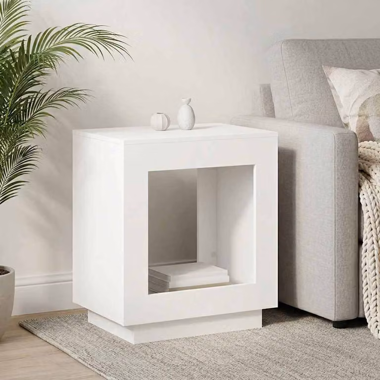 vidaXL Tavolo laterale moderno Bianco in MDF L: 60 cm, P: 40 cm, H: 65 cm